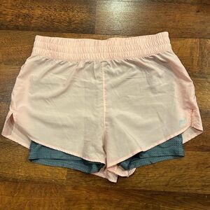 Fabletics Perforated 2” Running Shorts Women’s Size Medium Pink Gray